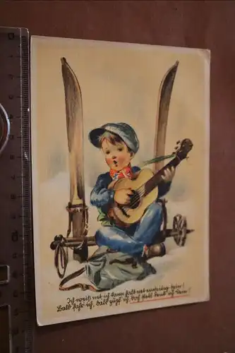 tolle alte Karte-  Künstlerkarte-  Junge mit Gitarre - Emil Köhn 1941