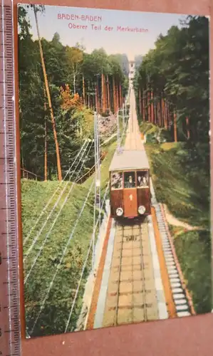 tolle alte Karte- Baden Baden oberer Teil der Merkurbahn 1900-1920