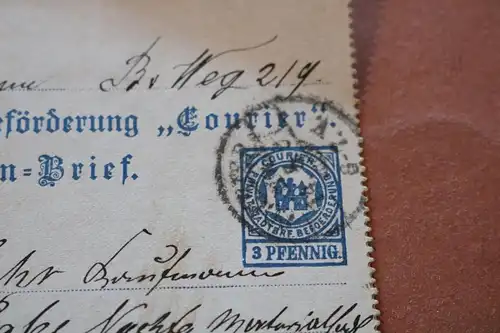 tolle alte Privatpost (Stadtpost): MAGDEBURG Courier, Kartenbrief 3 Pf. blau