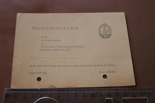alte Delegiertenkarte - Kreisparteikonferenz der DBD - Demokr. Bauernpartei Deut