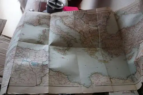 alte Landkarte Wermacht - Schlag nach über das Mittelmeer Kartenbeilage 1939