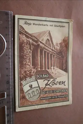alte Phönix Wanderkarte mit Stadtplan - Solbad Kösen  50-60er Jahre 