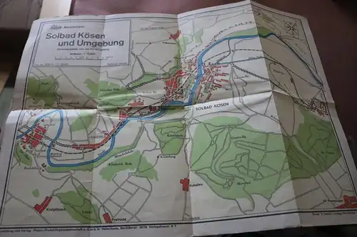 alte Phönix Wanderkarte mit Stadtplan - Solbad Kösen  50-60er Jahre