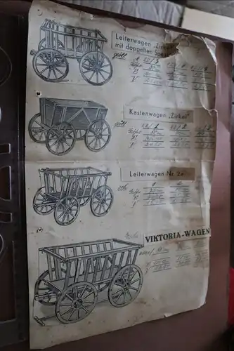 tolles altes Produktblatt - Holzkarren - Leiterwagen  1910-30 ???