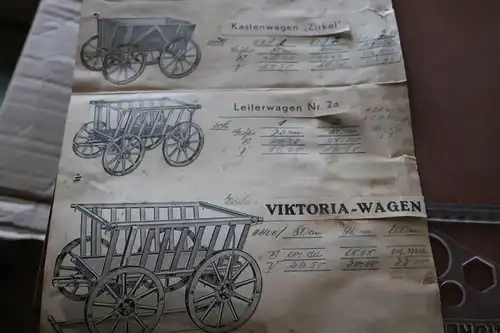 tolles altes Produktblatt - Holzkarren - Leiterwagen  1910-30 ???