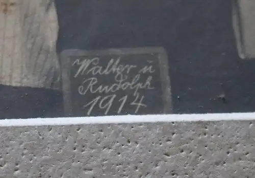 tolles altes Gruppenfoto auf Pappe Firma Walter u. Rudolph Zigarren ? 1914