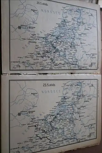 alte Buchseiten ?  Karten - Feldzug im Westen, Norwegen und Polen