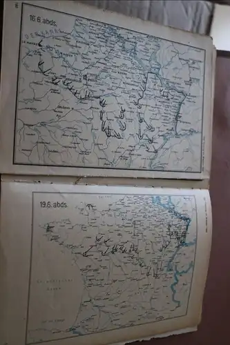 alte Buchseiten ?  Karten - Feldzug im Westen, Norwegen und Polen