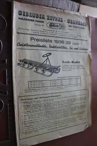 kleiner alter Produktkatalog Rodel - Holzwaren-Fabrik - Gebrüder Zeyher Grunbac 