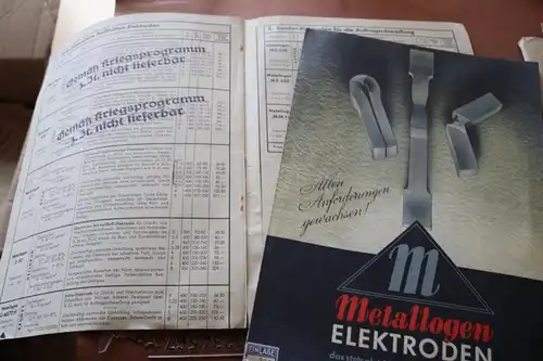zwei identische alte Produktblätter Metallogen Elektroden - Gelsenkirchen 30-40r