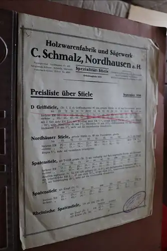 altes Produktblatt - Holzwarenfabrik - C. Schmalz - Nordhausen Harz 1930