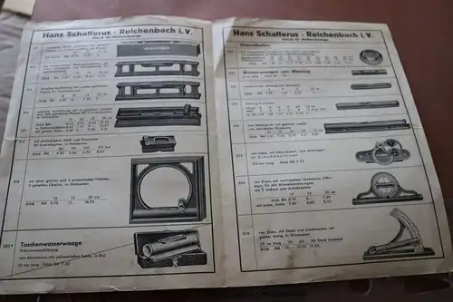 altes Produktblatt - Meßwerkzeuge - Hans Schafferus - Reichenbach i.V. 