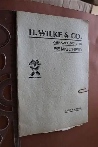 kleiner Produktkatalog - Werkzeugfabrik Remscheid - H. Wilke & Co 1939