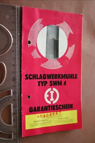 alte Bedienungsanleitung Schlagwerkmühle SWM 4 VEB Oberlind - Kaffeemühle