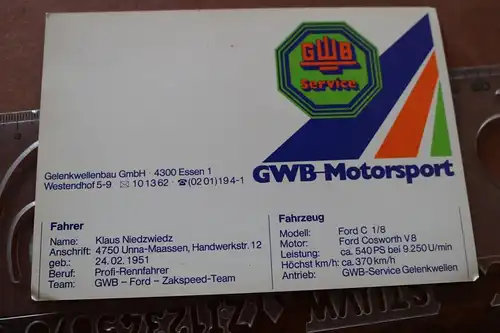 tolle alte Karte - Rennwagen  mit Fahrer - Ford C 1/8 
