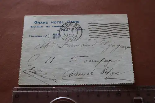 toller alter Brief aus dem Grand Hotel Paris - 1917