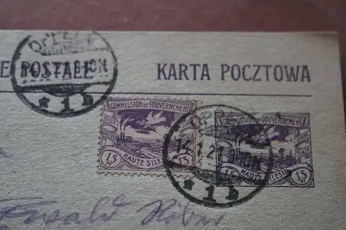 tolle alte Ganzsache - Postkarte Oberschlesien unter polnischer Aufsicht 1921