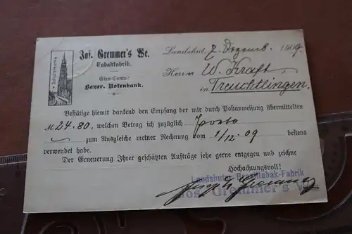 tolle alte Ganzsache - Postkarte Königreich Bayern Jos. Gremmer´s Tabakfabrik 19