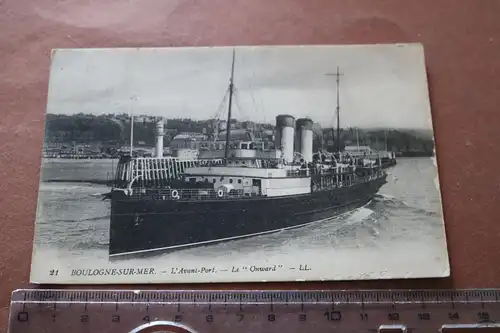 tolle alte Karte - Frankreich Dampfschiff  Onward ?? 1920
