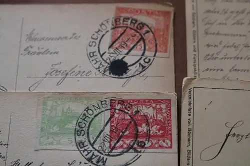 sieben tolle alte Karten mit Poststempel aus  Mähr. Schönberg 1919