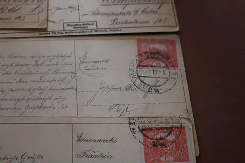 sieben tolle alte Karten mit Poststempel aus  Mähr. Schönberg 1919