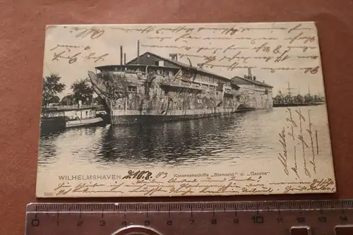 tolle alte Karte Wilhelmshaven  Kasernenschiffe  Bismarck und Gazelle 1903  1905