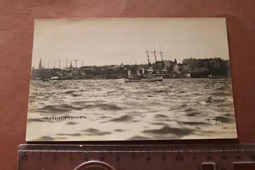 tolle alte Fotokarte Wilhelmshaven Gazellebrücke mit Zerstörer 1900-1910 ?