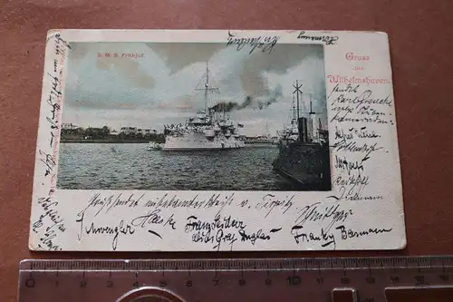 tolle alte Karte SMS Frithjof  Gruss aus   Wilhelmshaven 1900