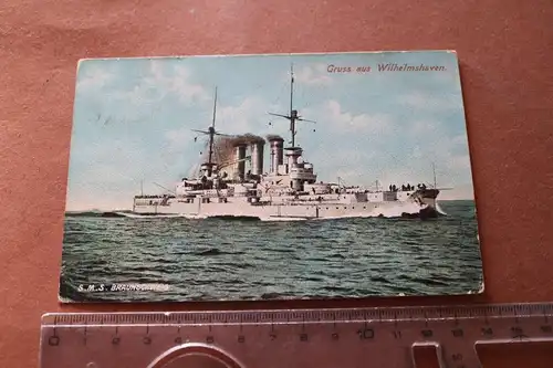 tolle alte Karte SMS Braunschweig - Gruss aus Wilhelmshaven 1910-20 