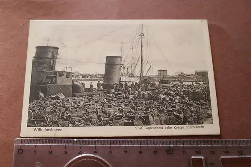 tolle alte Karte Wilhelmshaven  SM Torpedoboot beim Kohlen aufnehmen 1910
