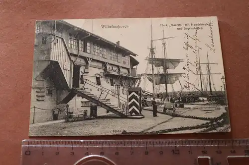 tolle alte Karte Wilhelmshaven  Hulk Gazelle mit Handelshafen 1910