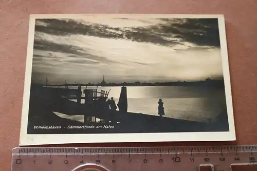 tolle alte Karte Wilhelmshaven  Dämmerungsstunde am Hafen 30-40er Jahre ???