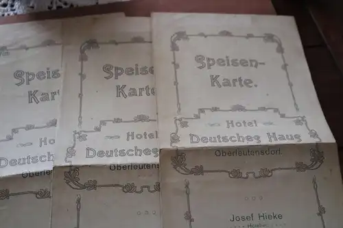 fünf tolle alte handgeschriebene Speisekarten - Deutsches Haus Oberleutensdorf