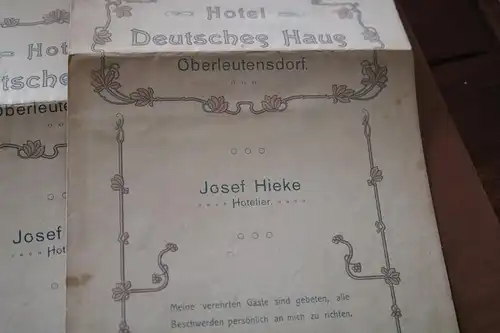 fünf tolle alte handgeschriebene Speisekarten - Deutsches Haus Oberleutensdorf