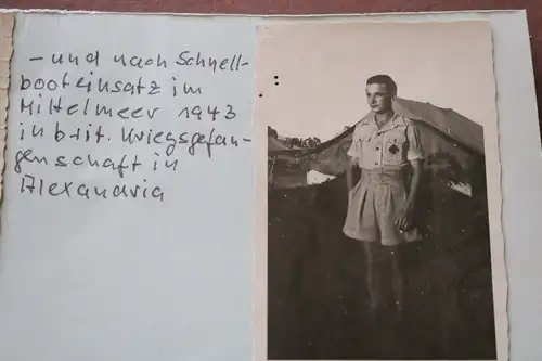 alte Albumseite vier Fotos - Matrose Schnellboot Mittelmeer 1942 Kriegsgefangens