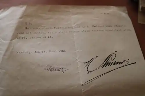 toller alter Arbeitsvertrag der Firma Karstadt AG 1921