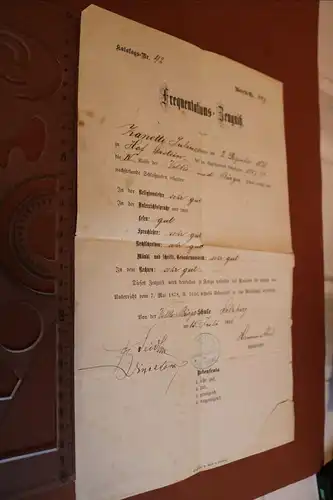 tolles altes Frequentations-Zeugnis 1888 Volks-Bürgerschule Salzburg