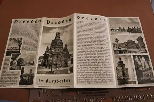 altes Werbefaltblatt  Dresden im Kurzbericht mit Karte - 30-40er Jahre