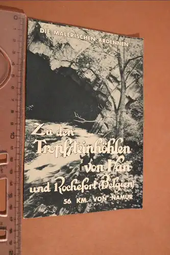 altes Werbefaltblatt Zu den Tropfsteinhöhlen von Han und Rochefort 30-40er Jahre