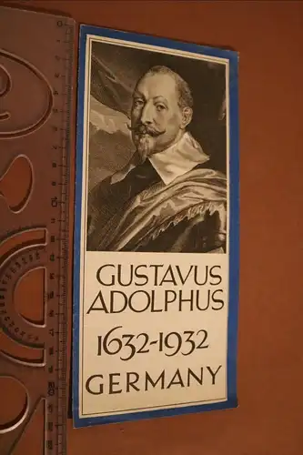 altes Werbefaltblatt englisch - Gustavus Adolphus Year 1932 - Nürnberg 