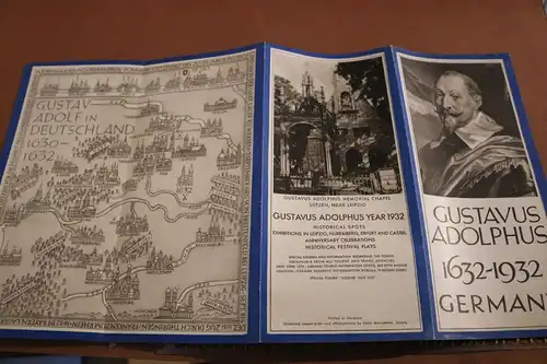altes Werbefaltblatt englisch - Gustavus Adolphus Year 1932 - Nürnberg 