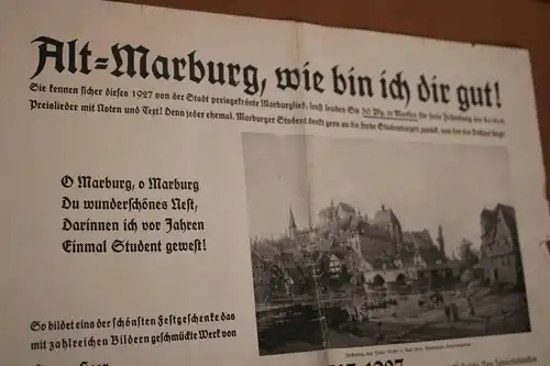 altes Werbeblatt über Bücher und Fotos - Alt-Marburg, wie bin ich dir gut 1927