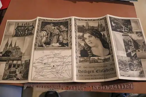 altes Werbefaltblatt - Gedächtnisjahr 1931  Wartburg Eisenach - Heiligen Elisabe