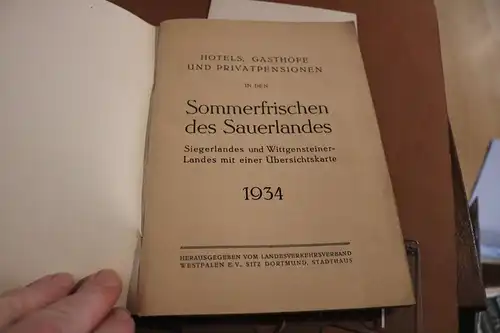 toller alter Touristenführer Das Sauerland - Siegerland, Wittgenstein 1934