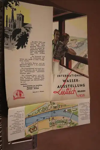 altes Werbefaltblatt - Internationale Wasserausstellung Lüttich  1939