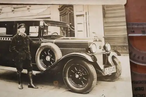 drei tolle alte Fotos - Oldtimer mit Fahrer  - Taxi - Fiat - 1930 - Köln