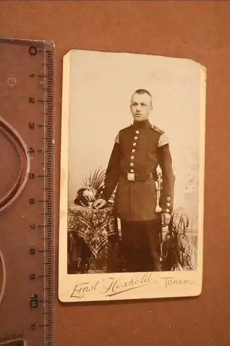 tolles altes CDV Foto - Portrait eines Soldaten  Musikkorps - Torgau