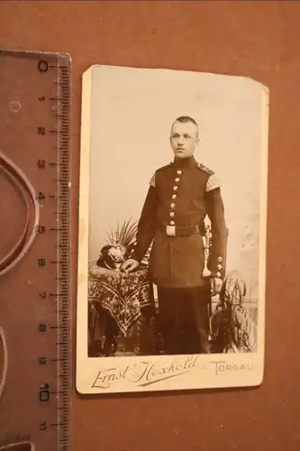 tolles altes CDV Foto - Portrait eines Soldaten  Musikkorps - Torgau 