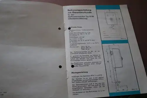 alte Gebrauchsanweisung AKA Elelctric - Überbauspeicher N 501