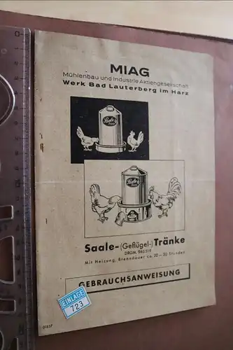alte Gebrauchsanweisung MIAG Bad Lauterbach - Saale-Tränke